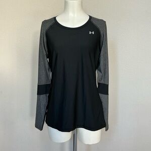 Under Armour Black & Gray Long Sleeve Heatgear Athletic Top